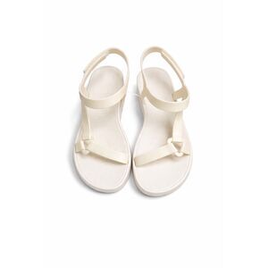 PINK Platform Sandals Cream White Strappy Sporty Chunky Flatform Size S 5-6